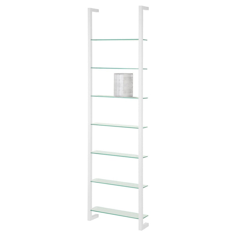 Wandplank Wandrek CUBIC 7 Staal Wit Helder Glas 46x13x167cm-Wandplanken-Spinder