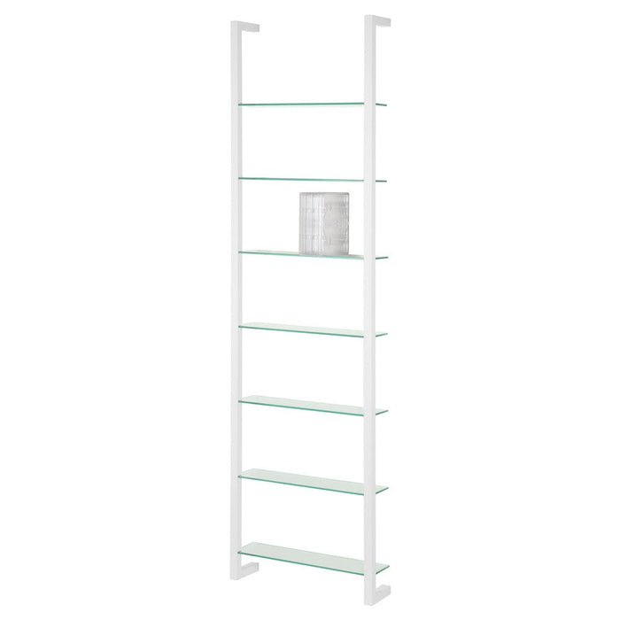 Wandplank Wandrek CUBIC 7 Staal Wit Helder Glas 46x13x167cm-Wandplanken-Spinder