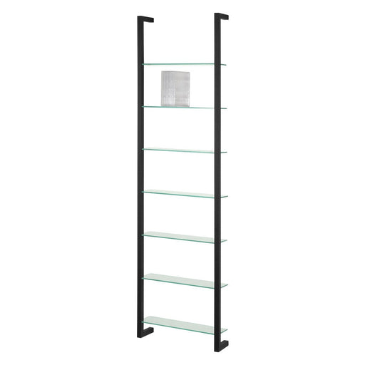 Wandplank Wandrek CUBIC 7 Staal Zwart Helder Glas 46x13x167cm-Wandplanken-Spinder