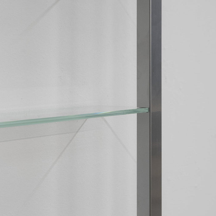 Wandrek CUBIC 11 Staal Nikkel Helder Glas 46x13x167cm Spinder Design-Wandplanken-Spinder