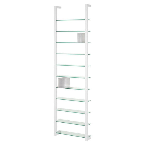 Wandrek CUBIC 11 Staal Wit Helder Glas 46x13x167cm Spinder Design-Wandplanken-Spinder