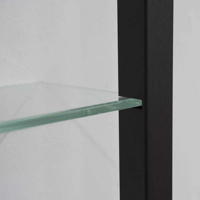 Wandrek CUBIC 11 Staal Zwart Helder Glas 46x13x167cm Spinder Design-Wandplanken-Spinder