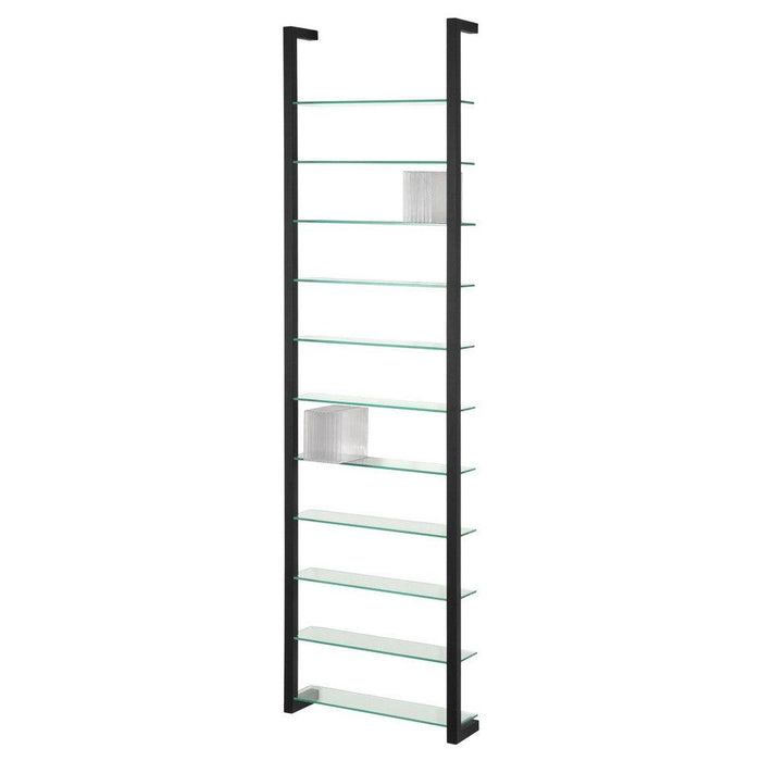 Wandrek CUBIC 11 Staal Zwart Helder Glas 46x13x167cm Spinder Design-Wandplanken-Spinder