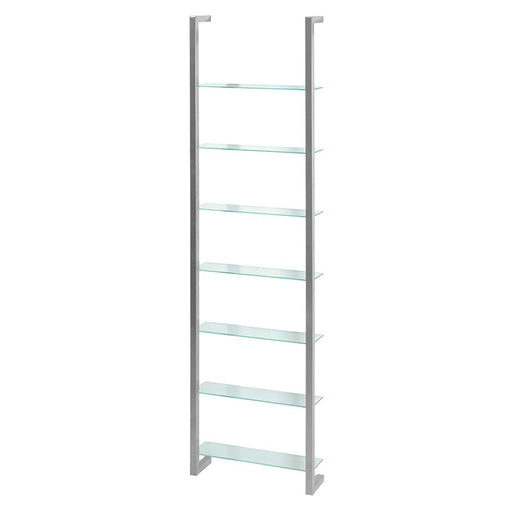Wandrek CUBIC 7 Staal Nikkel Helder Glas 46x13x167cm-Wandplanken-Spinder