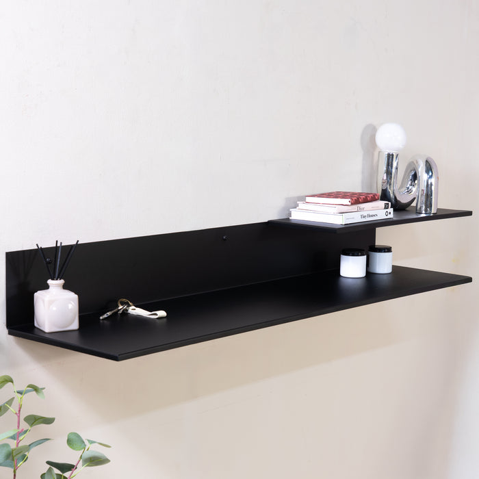 Wandrek FOLIO 120 Staal Zwart 119x29.5x16cm Spinder Design-Wandplanken-Spinder