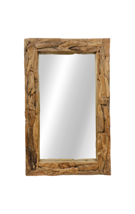 Wandspiegel Root - 200x7-9x100 - Naturel - Teak wortelhout/glas-Spiegels-HSM Collection