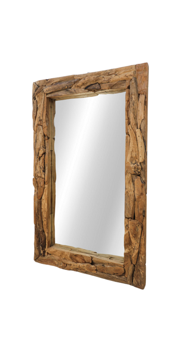 Wandspiegel Root - 200x7-9x100 - Naturel - Teak wortelhout/glas-Spiegels-HSM Collection