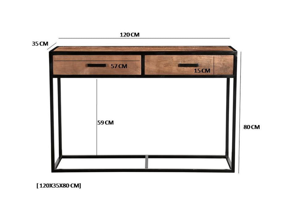 Wandtafel Sturdy Mangohout Naturel hout 120x35 cm-Consoletafels-Livingfurn
