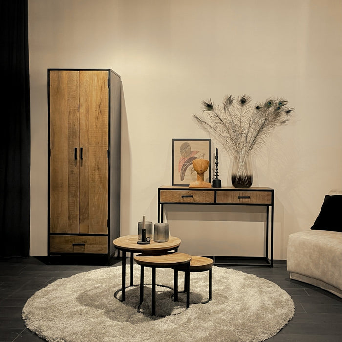 Wandtafel Sturdy Mangohout Naturel hout 120x35 cm-Wandtafels-Livingfurn