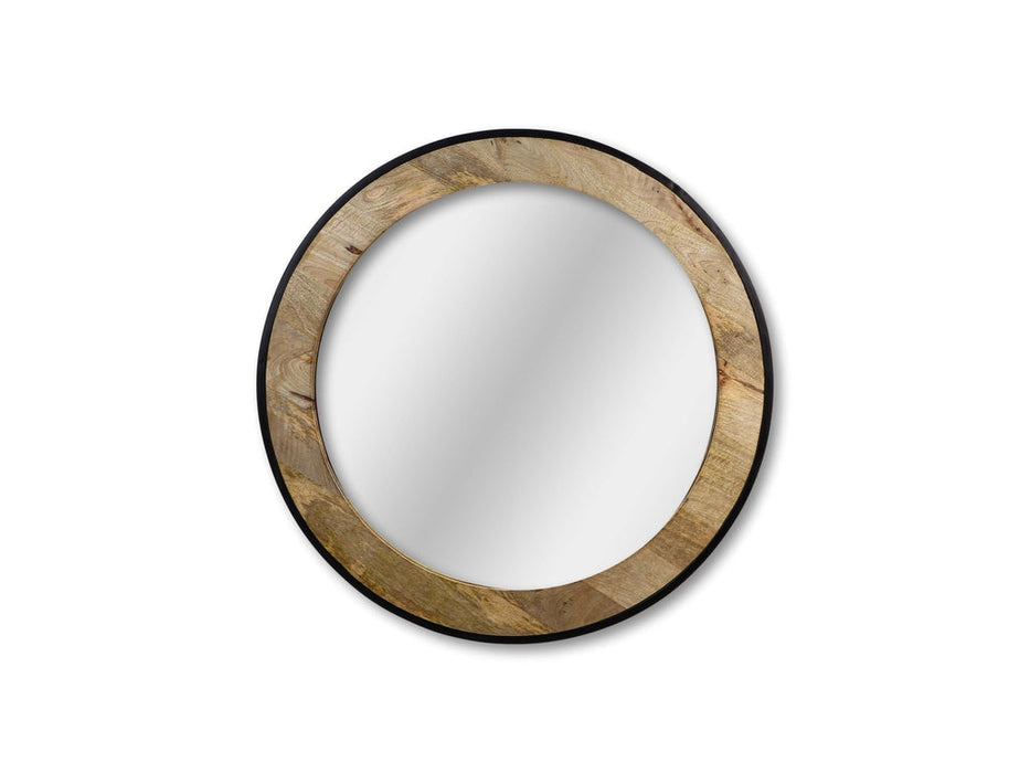 Wangspiegel rond - ø90x5 - Naturel/zwart - Mangohout-Spiegels-HSM Collection