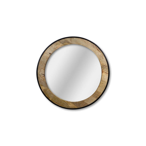 Wangspiegel rond - ø90x5 - Naturel/zwart - Mangohout-Spiegels-HSM Collection