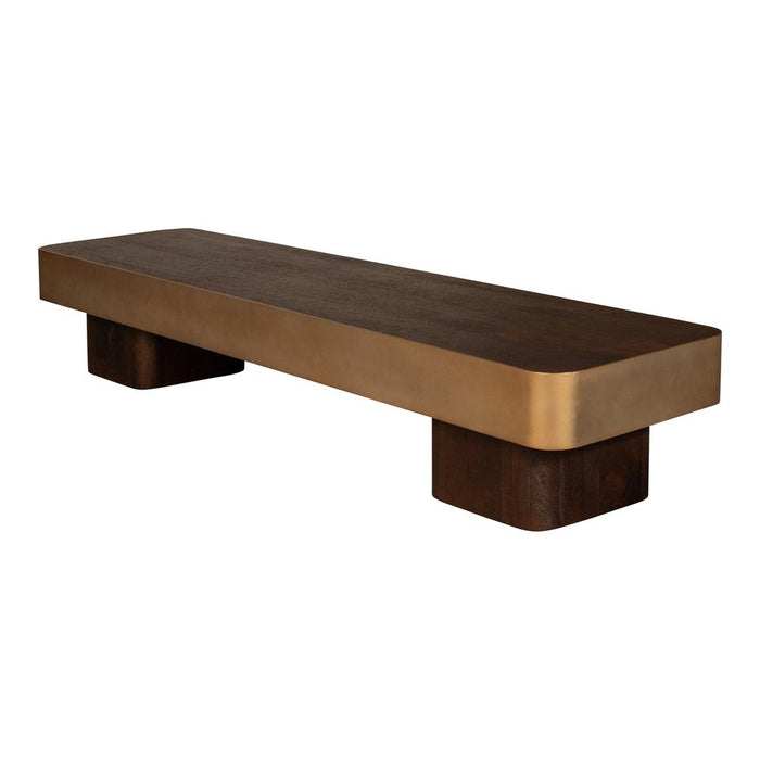 Warren Salontafel 180x45x31 Bruin Hout Goud Mtl-Salontafels-PTMD