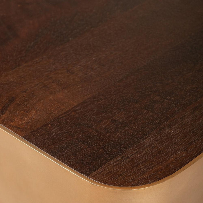 Warren Salontafel 180x45x31 Bruin Hout Goud Mtl-Salontafels-PTMD