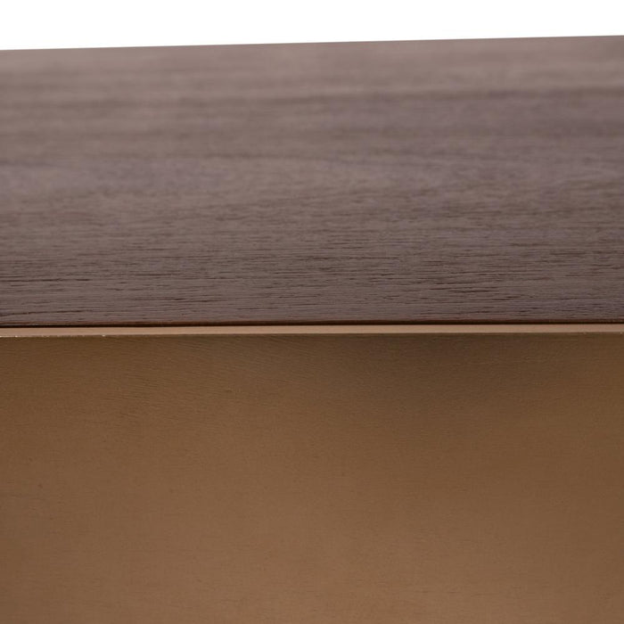 Warren Salontafel 90x90x31 Bruin Hout Goud Metaal-Salontafels-PTMD
