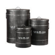 Wasmand Antiek Zwart Metaal S 26x26x33 cm-Opbergdozen en manden-LABEL51