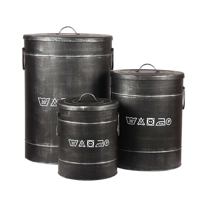 Wasmand Antiek Zwart Metaal S 26x26x33 cm-Opbergdozen en manden-LABEL51