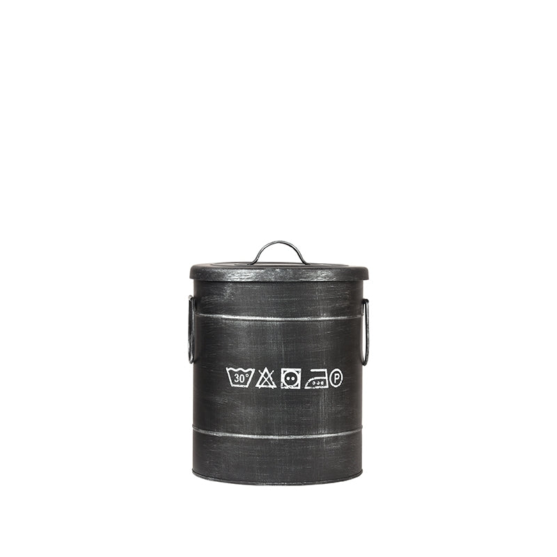 Wasmand Antiek Zwart Metaal S 26x26x33 cm-Opbergdozen en manden-LABEL51