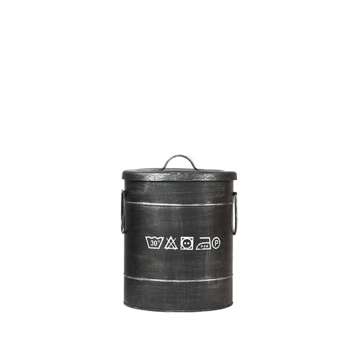 Wasmand Antiek Zwart Metaal S 26x26x33 cm-Opbergdozen en manden-LABEL51