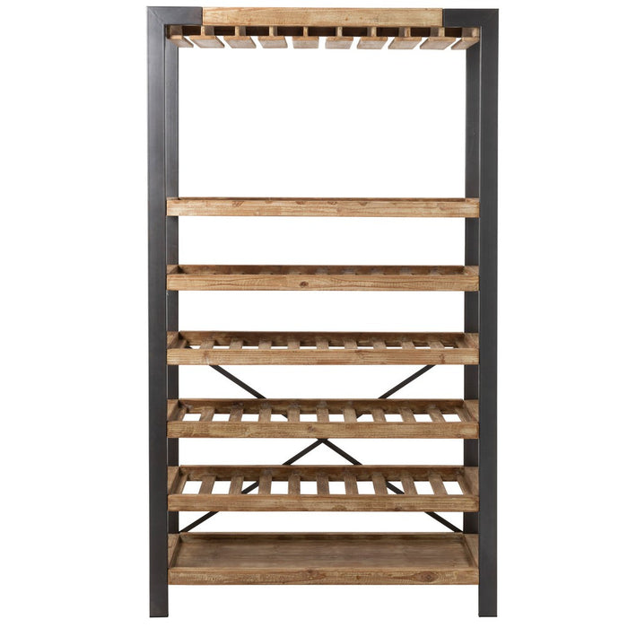 Wijnrek Hout Metaal Zwart 38x114 cm-Wijnrekken-J-Line