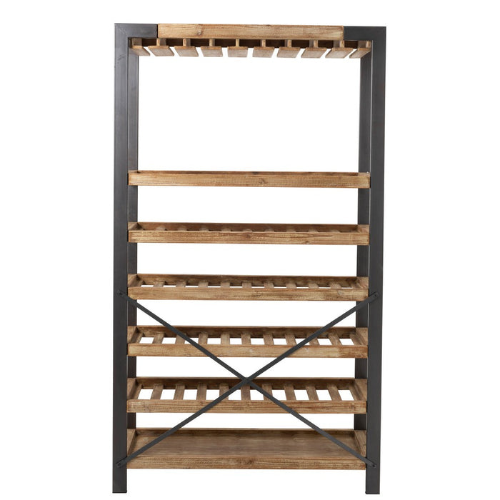 Wijnrek Hout Metaal Zwart 38x114 cm-Wijnrekken-J-Line