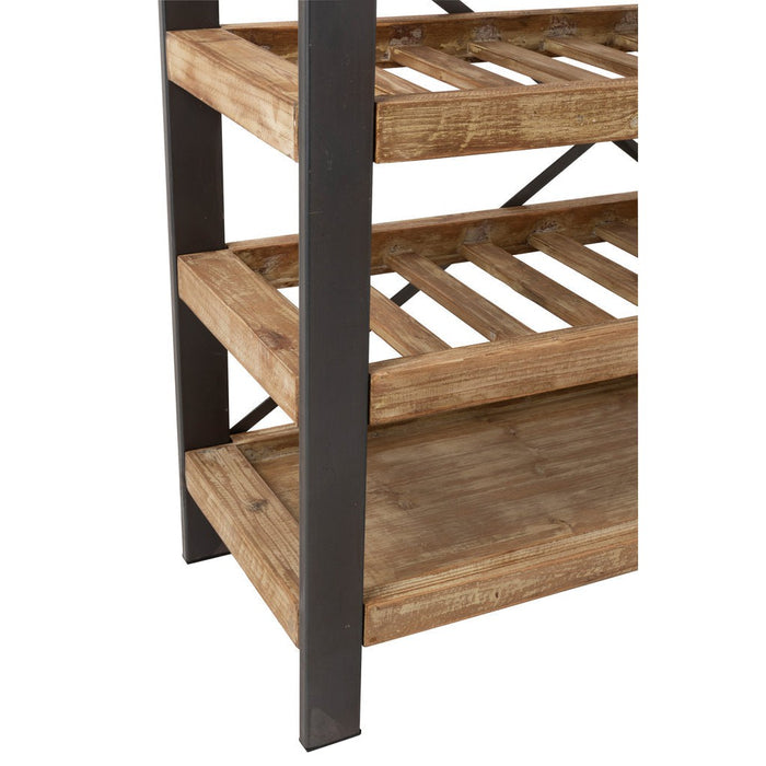 Wijnrek Hout Metaal Zwart 38x114 cm-Wijnrekken-J-Line