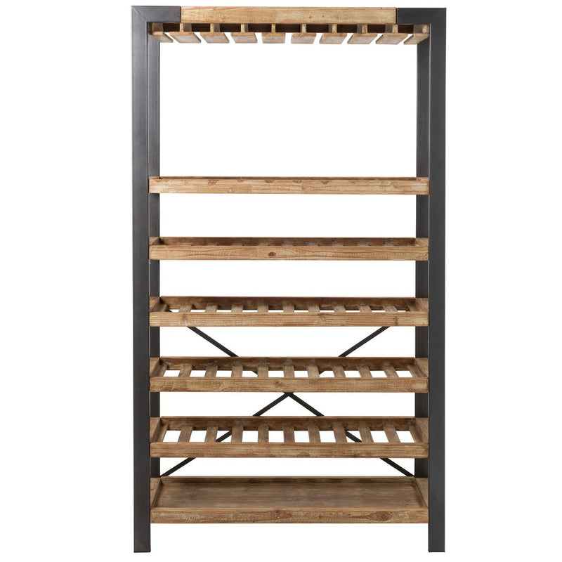 Wijnrek Hout Metaal Zwart 38x114 cm-Wijnrekken-J-Line