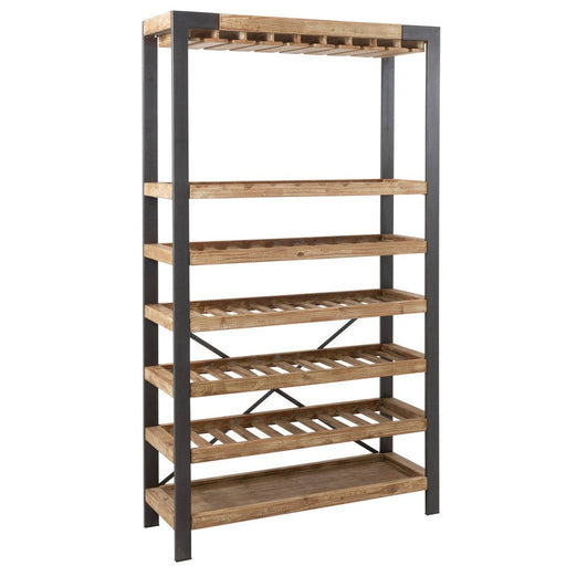 Wijnrek Hout Metaal Zwart 38x114 cm-Wijnrekken-J-Line