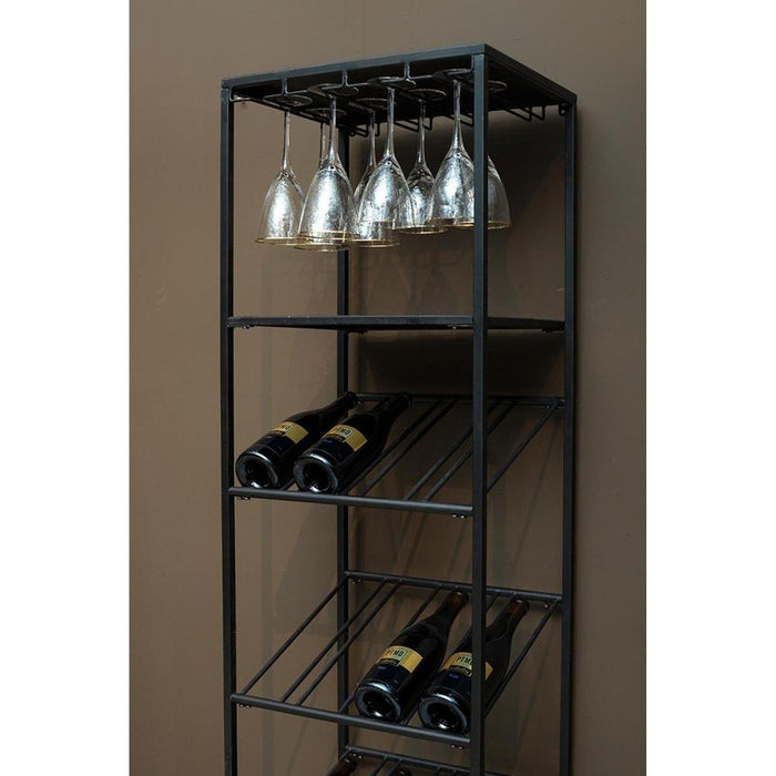 Opbergkast Kast Vakkenkast Glas Zwart-Opbergkasten-PTMD