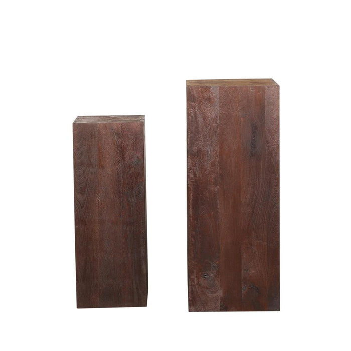 Woondecoratie Decoratie Kyro Bruin Sandblasted Mangohout Pedestal SV2-Woondecoratie-PTMD