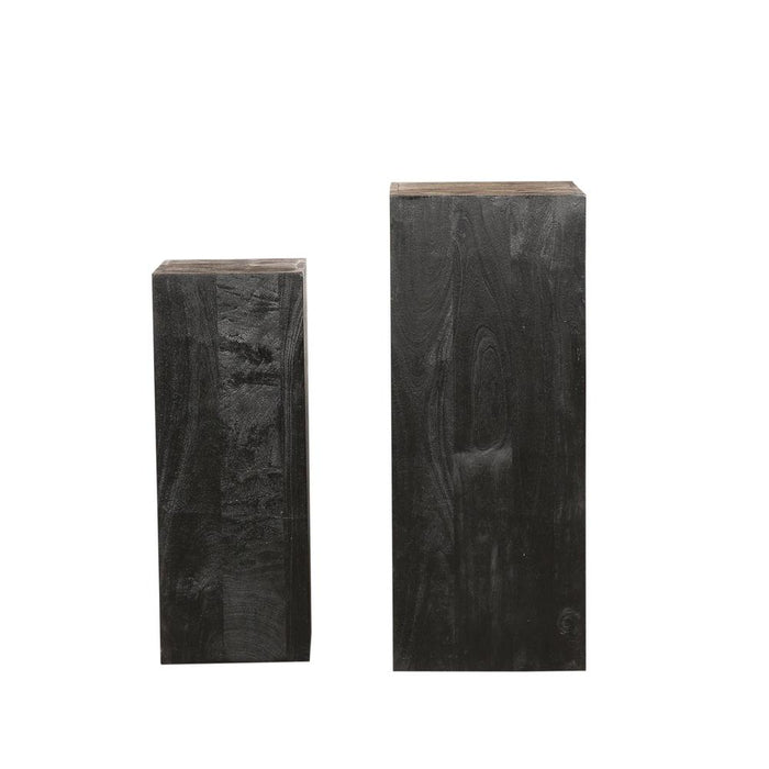 Woondecoratie Decoratie Kyro Zwart Sandblasted Mangohout Pedestal SV2-Woondecoratie-PTMD