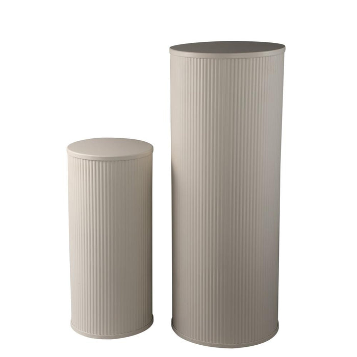 Woondecoratie Decoratie Midda Wit Staal Ribbed Pedestal Set 2-Woondecoratie-PTMD