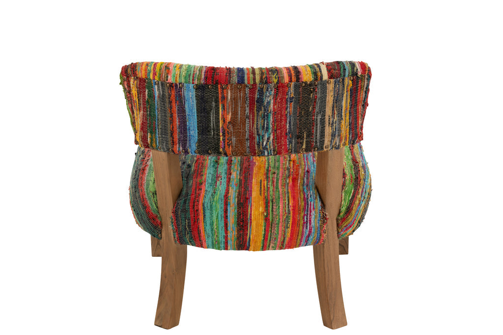 Zetel Chindi hout/textiel mix-Eetkamerstoelen-J-Line