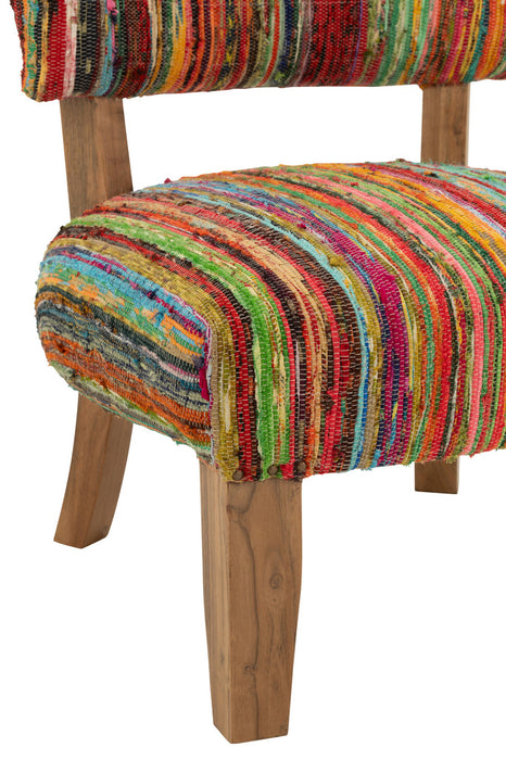 Zetel Chindi hout/textiel mix-Eetkamerstoelen-J-Line
