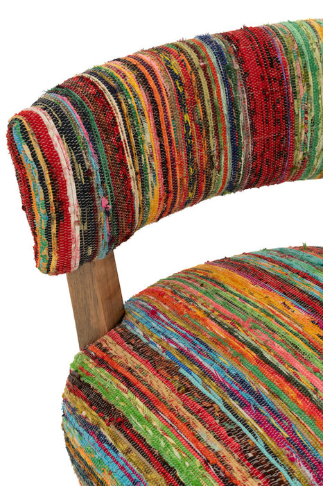 Zetel Chindi hout/textiel mix-Eetkamerstoelen-J-Line
