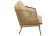 Zetel+kussens 1persoon metaal/touw beige-Fauteuils-J-Line