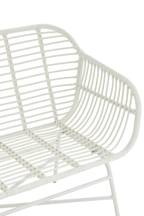 Zitbank Celeste buiten metaal/rattan wit-Tuinbanken-J-Line