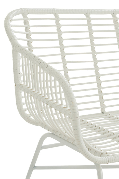 Zitbank Celeste buiten metaal/rattan wit-Tuinbanken-J-Line