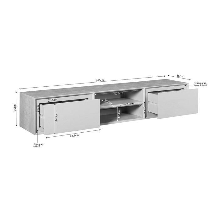 Zwevend tv meubel Ambiance Zwart - 160 cm-TV-meubels-Starfurn