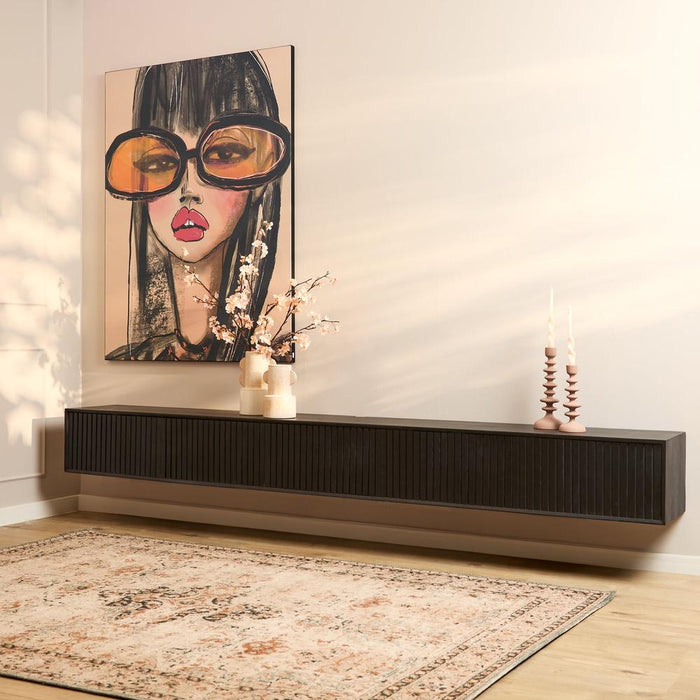 Zwevend tv meubel Madison Zwart - 280 cm-TV-meubels-Starfurn