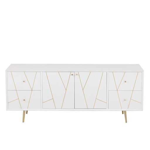 nan Dressoir Lines 4 Drawers 2-deurs Hout/Metaal Wit/Goud-Dressoirs-J-Line