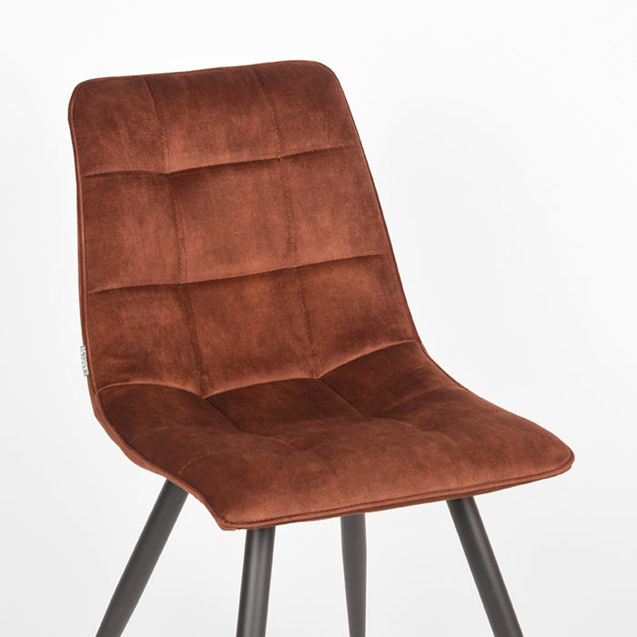LABEL51 Eetkamerstoel Jelt - Rust - Velours - Zwart Metalen Frame