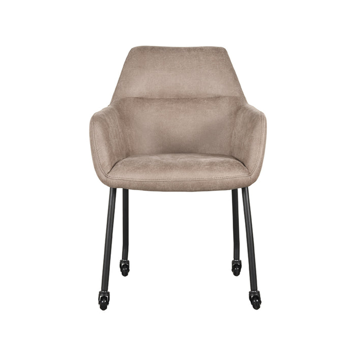 LABEL51 Eetkamerstoel Lenny - Taupe - Micro Suede