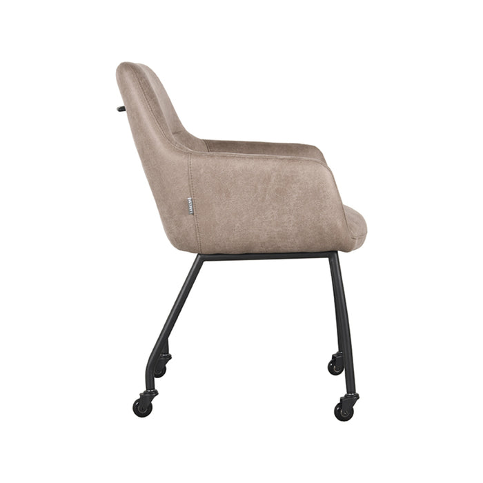 LABEL51 Eetkamerstoel Lenny - Taupe - Micro Suede