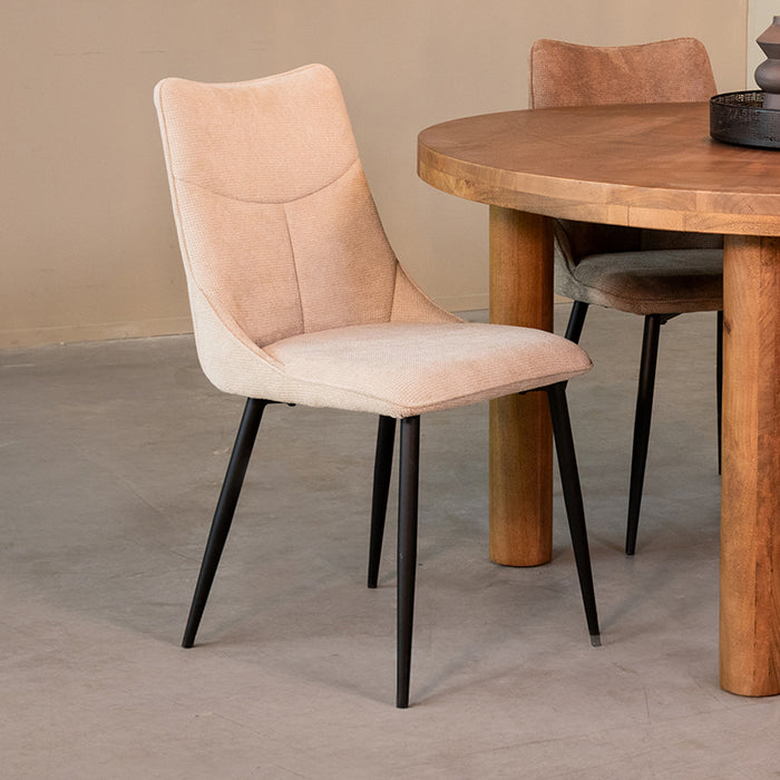 LABEL51 Eetkamerstoel Riv - Naturel - Cato - Zwart Metalen Frame