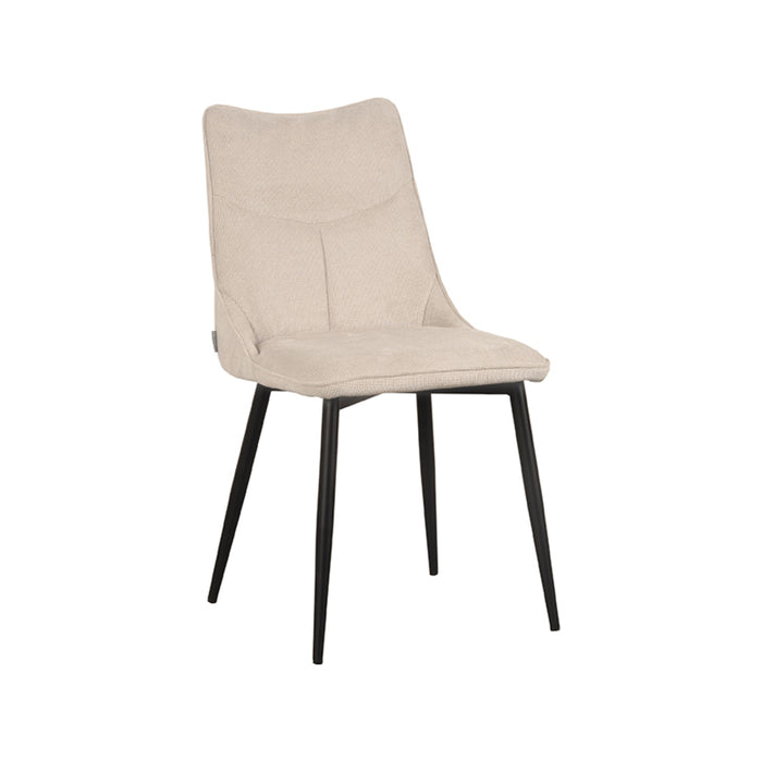 LABEL51 Eetkamerstoel Riv - Naturel - Cato - Zwart Metalen Frame