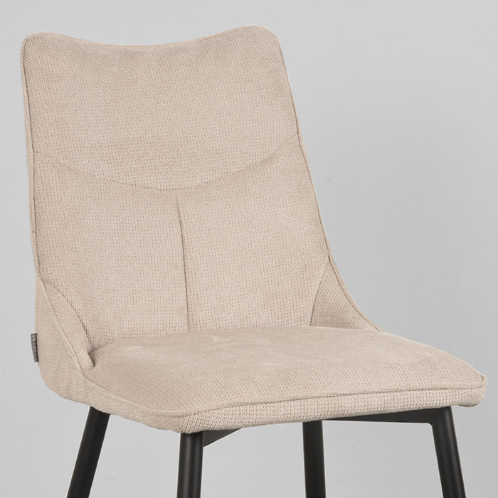 LABEL51 Eetkamerstoel Riv - Naturel - Cato - Zwart Metalen Frame