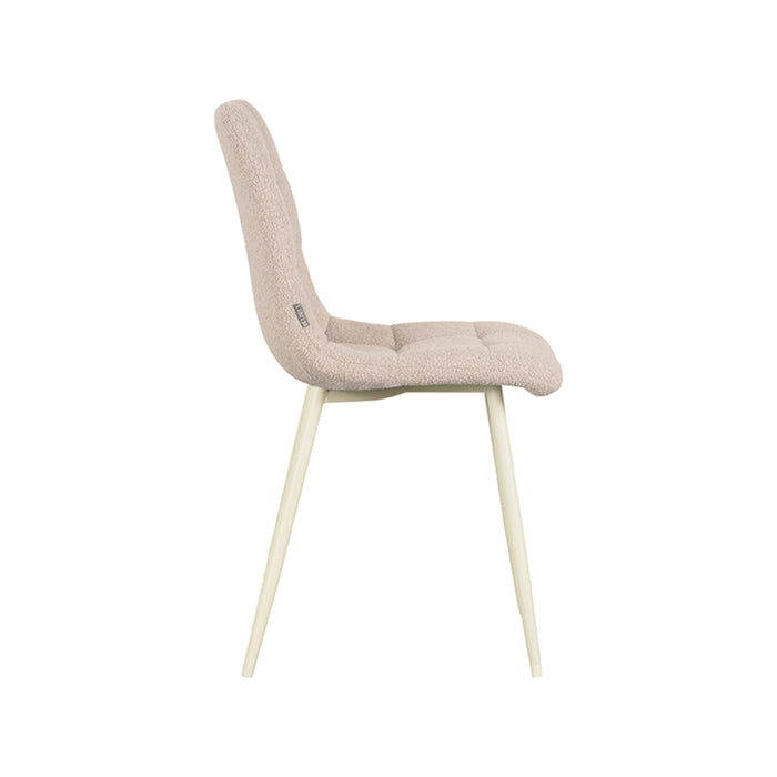 LABEL51 Eetkamerstoel Nino - Naturel - Boucle - Wit Metalen Frame