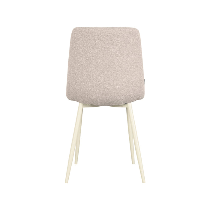 LABEL51 Eetkamerstoel Nino - Naturel - Boucle - Wit Metalen Frame