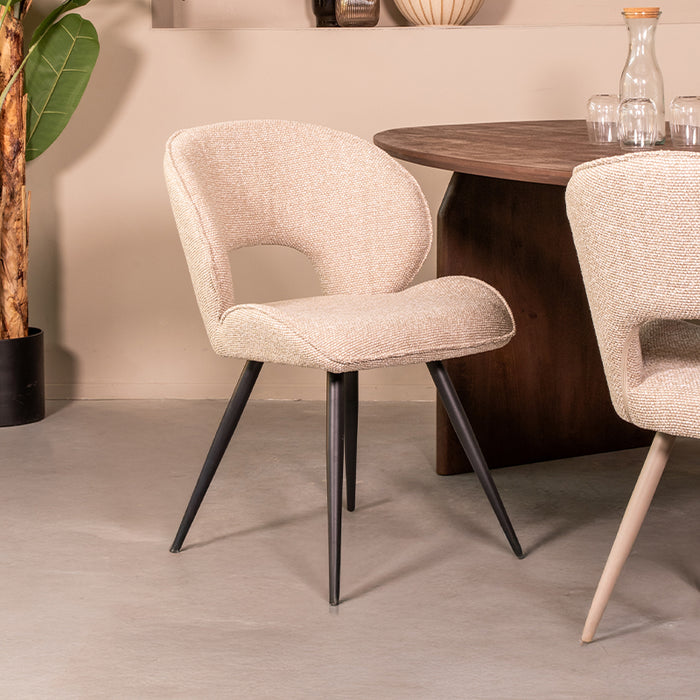 Eetkamerstoel Sakura Bouclé Beige Naturel, hoofdfoto
