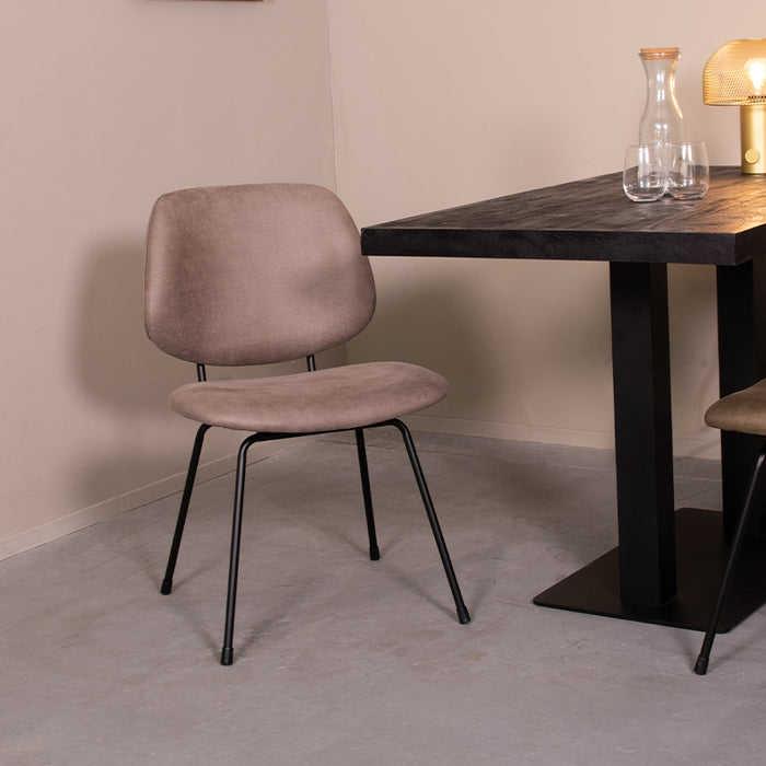 LABEL51 Eetkamerstoel Bello - Taupe - Micro Suede